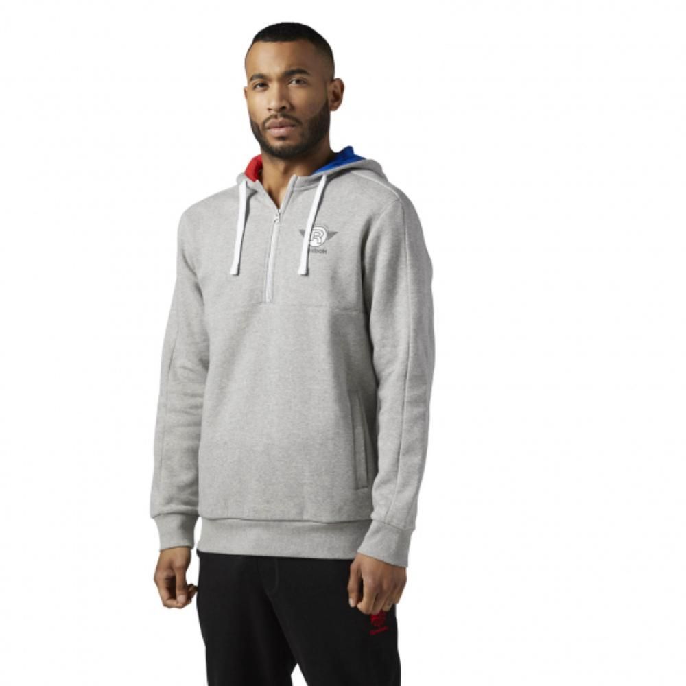 Reebok Теплая мужская толстовка Reebok F Gr Half Zip Hoody Mgreyh