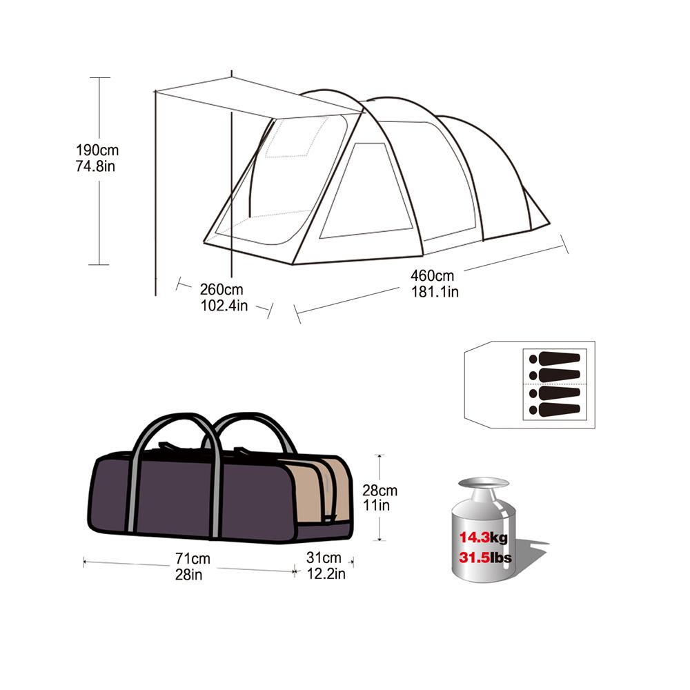 KingCamp Туристическая палатка для человек King Camp 4 3057 Milan 4