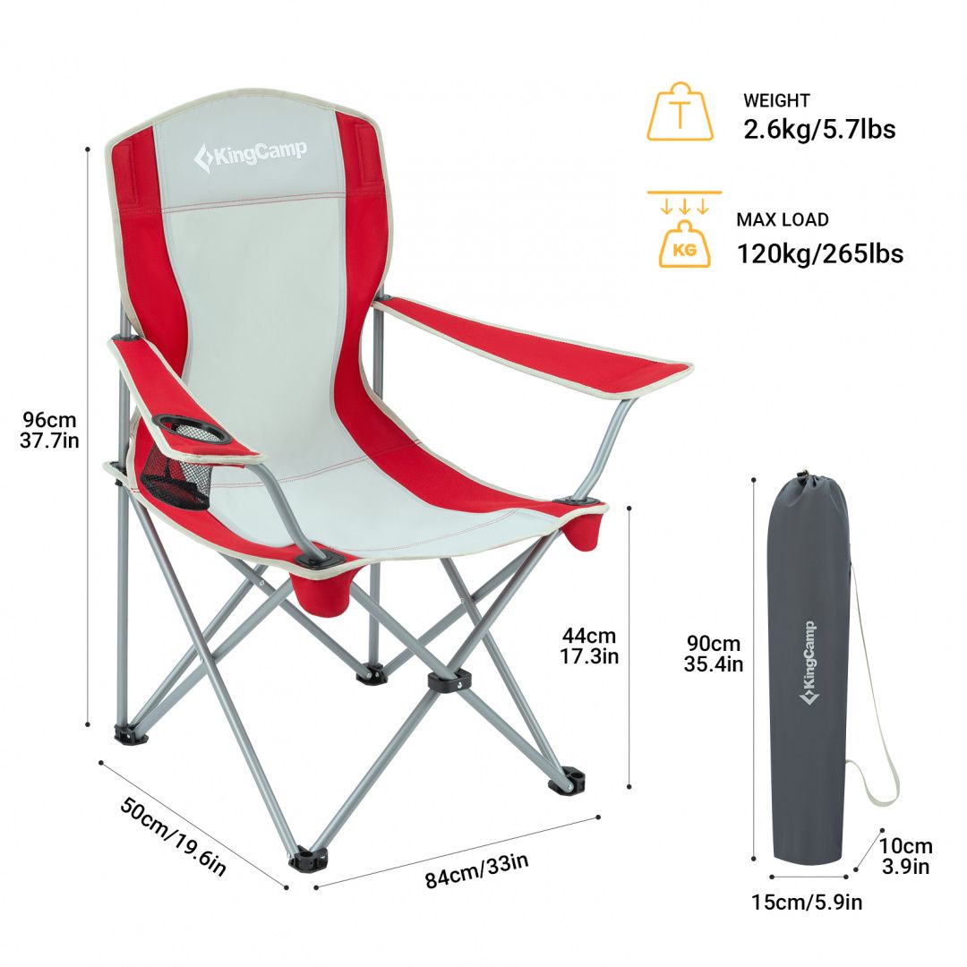 KingCamp Прочное кресло с подлокотниками King Camp 3818 Arms Chair