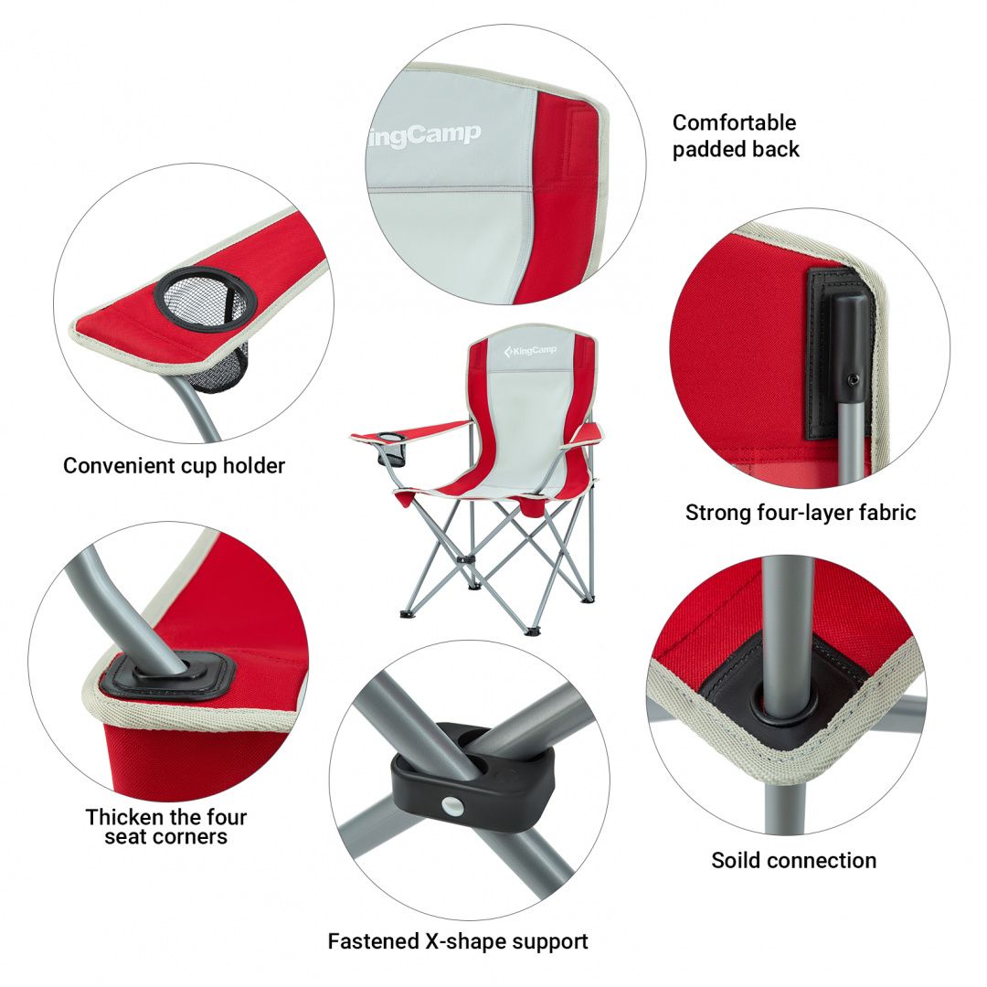 KingCamp Прочное кресло с подлокотниками King Camp 3818 Arms Chair
