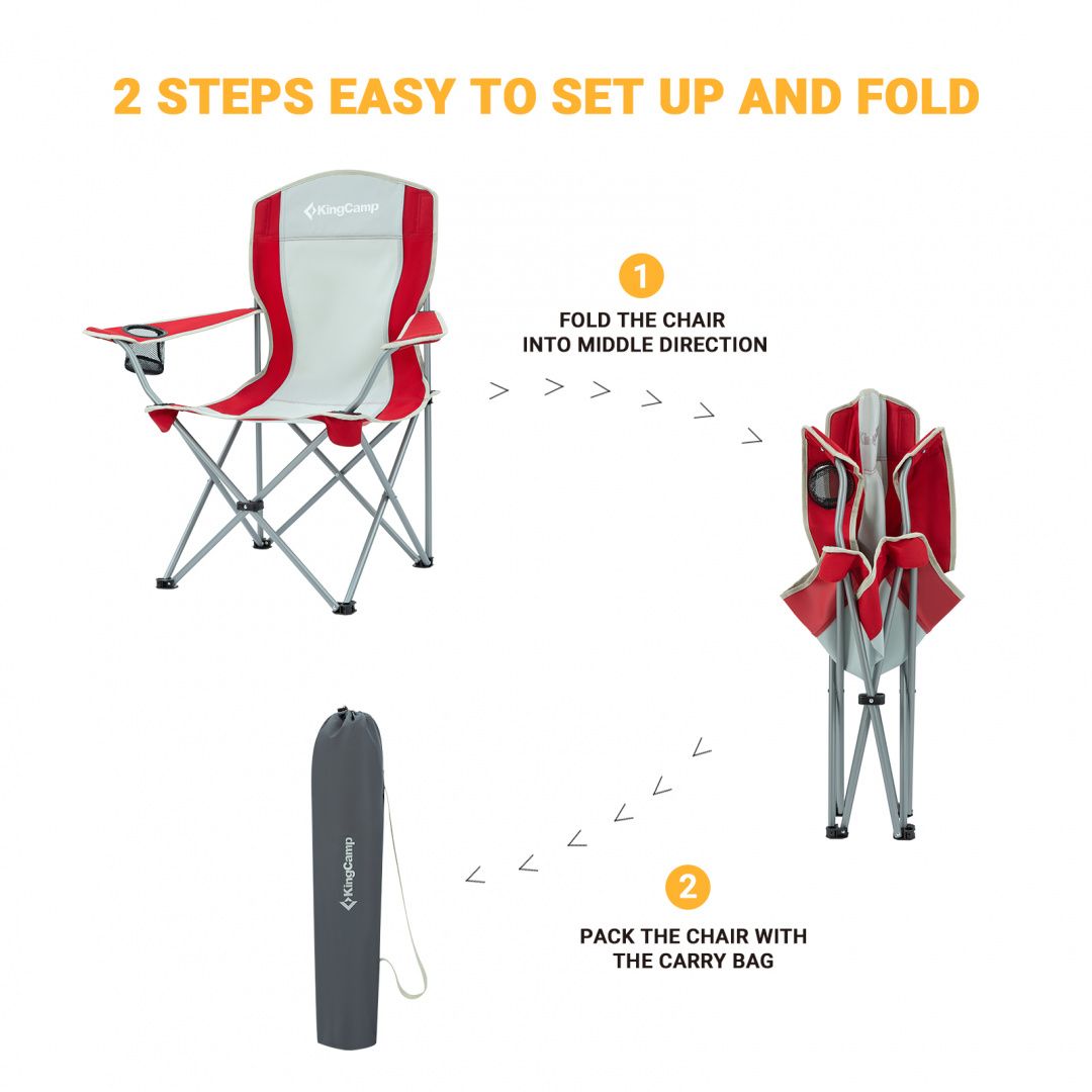KingCamp Прочное кресло с подлокотниками King Camp 3818 Arms Chair