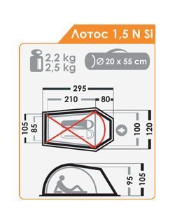 Normal Двухместная компактная палатка Лотос Normal 1,5 N Si