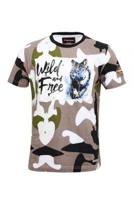 Remington Футболка хлопковая Remington Men’s Short Sleeve R- Neck Tshirt AOP Camouflage Grey