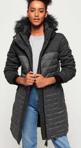 SuperDry Sport & Snow Комфортное женское пальто Superdry Elements Tweed Hooded Parka