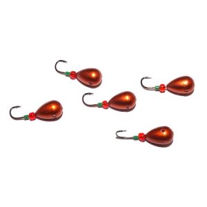 Мормышка свинцовая медная с трубкой и бисером для ловли рыбы упаковка штук Капля Россия 10