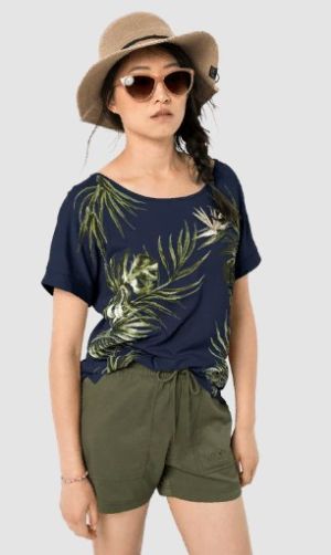 Модная женская футболка Jack Wolfskin Tropical Leaf T W