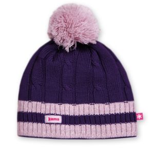 Шапка с полосками и помпоном Kama A80
