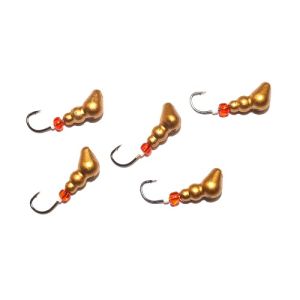 Мормышка свинцовая золотая с трубкой и бисером для ловли рыбы Муравей Россия