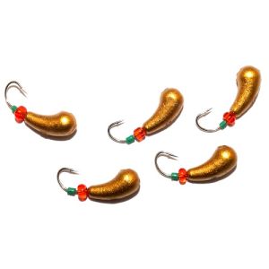 Мормышка свинцовая золотая для ловли рыбы упаковка штук Уралка Россия 10