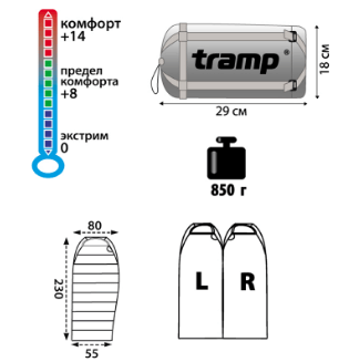 Tramp Спальный мешок облегченный комфорт Tramp Mersey ( +14)