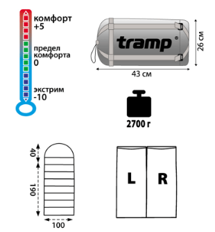 Tramp Туристический спальный мешок комфорт Tramp Balaton ( +5)