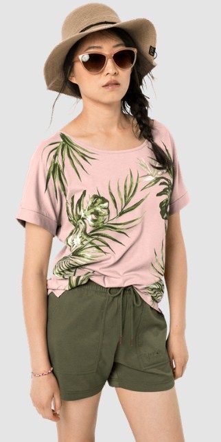 Jack Wolfskin Модная женская футболка Jack Wolfskin Tropical Leaf T W