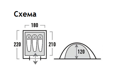 High Peak Палатка для троих с тамбуром High Peak Texel 3