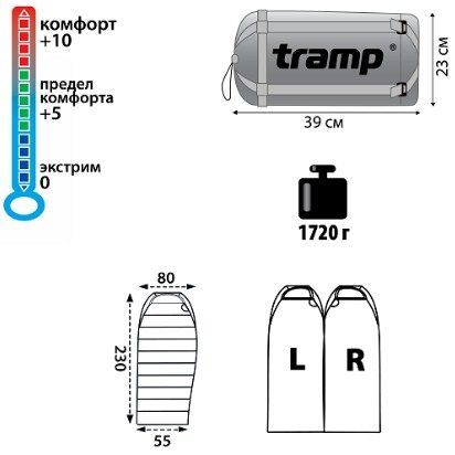 Tramp Спальный туристический мешок комфорт С Tramp Siberia 3000 ( +10 )