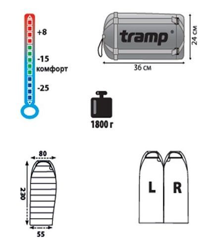 Tramp Мешок спальный универсальный комфорт С Tramp OIMYAKON ( -6 )