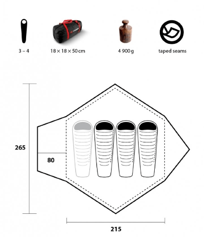 Trimm Устойчивая палатка Trimm Adventure Base Camp-D 3+1