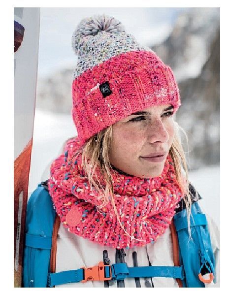 Buff Вязаный шарф Buff Knitted & Polar Hat Yssik Pink Fluor