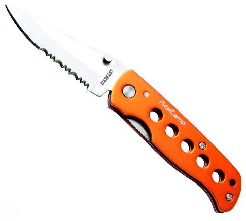 Ace Camp Нож складной с зазубренным лезвием практичный Ace Camp 