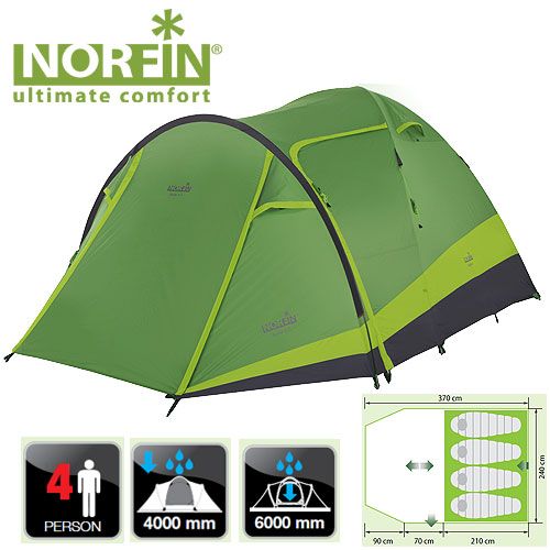Norfin Туристическая палатка х местная Norfin 4- Rudd 3+1 NF