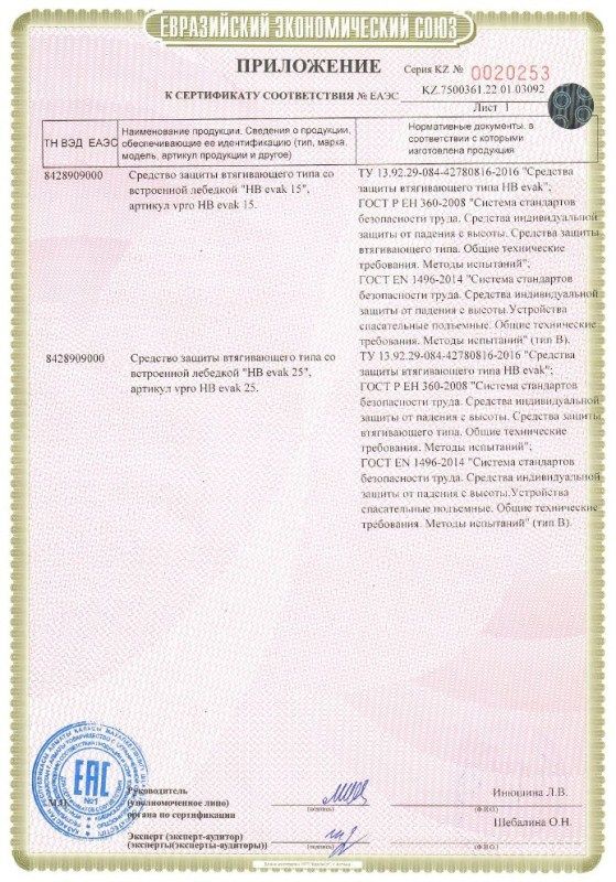 Венто Средство защиты со встроенной лебедкой Венто НВ evak