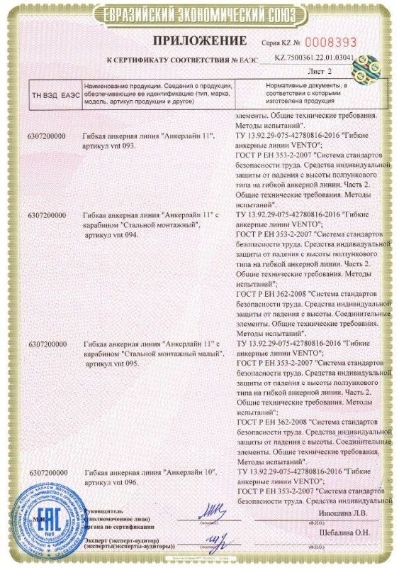 Венто Анкерная линия для промальпа Анкерлайн Венто 11