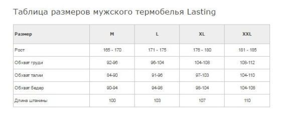 Lasting Мужское термобелье Lasting REX 6262