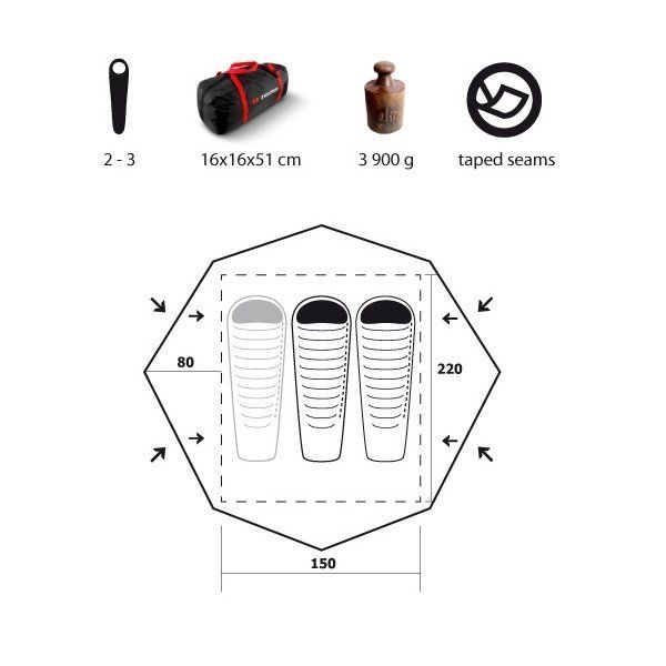 Trimm Палатка комфортная походная Trimm Outdoor Ohio 2+1