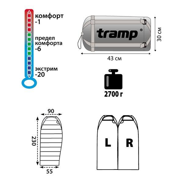 Tramp Мешок походный комфорт С Tramp Siberia 7000 XXL ( -1 )