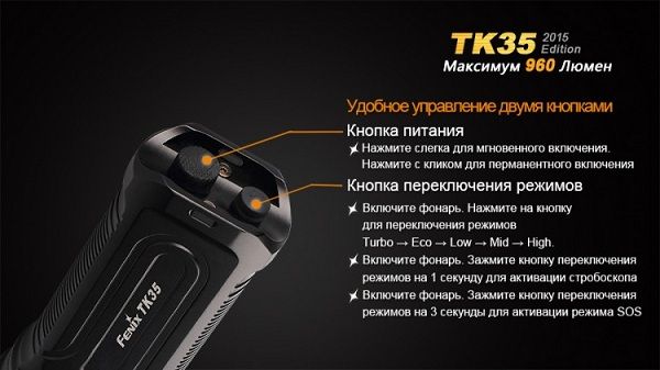 Fenix Фонарь яркий туристический Fenix TK35 (2015 Edition) Cree XM-L2 (U2) LED