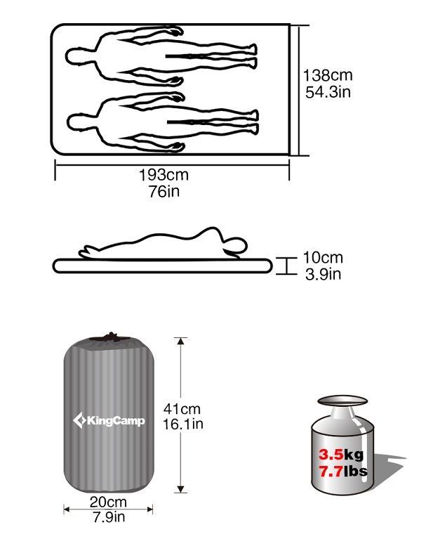 KingCamp Надувной матрас King Camp 3589 Pump Airbed Double 193X138X10