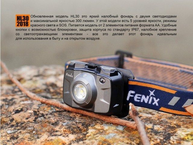 Fenix Fenix - Фонарь на резинке функциональный HL30 (2018) Cree XP-G3
