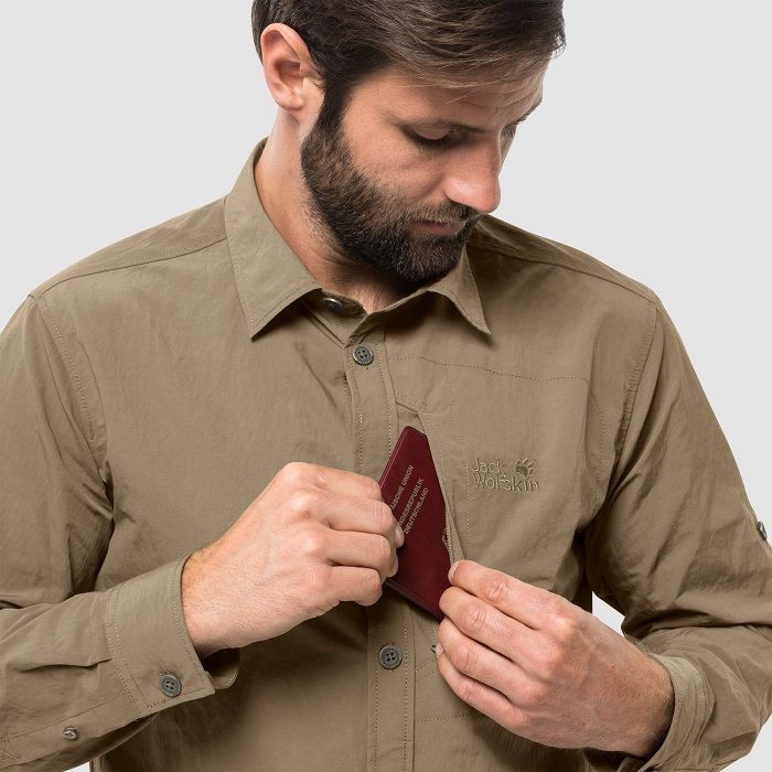 Jack Wolfskin Мужская стильная рубашка Jack Wolfskin Lakeside Roll-Up