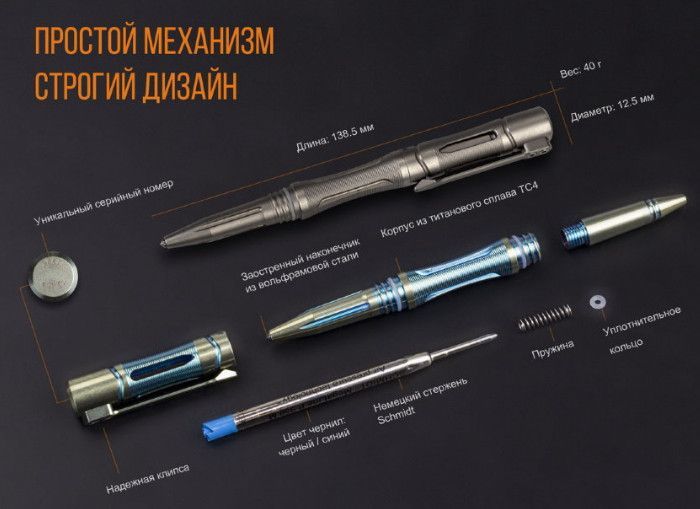 Fenix Fenix - Стильный набор Fenix ручка T5Ti + фонарь F15 серый