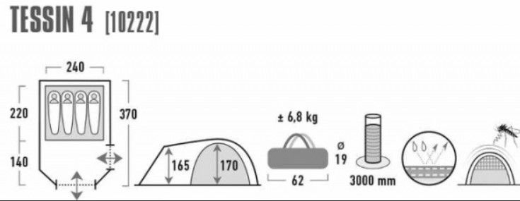 High Peak Палатка комфортная High Peak Tessin 4