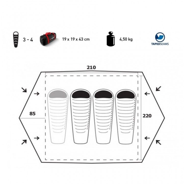 Trimm Палатка ветроустойчивая Trimm Outdoor Oregon 3+1