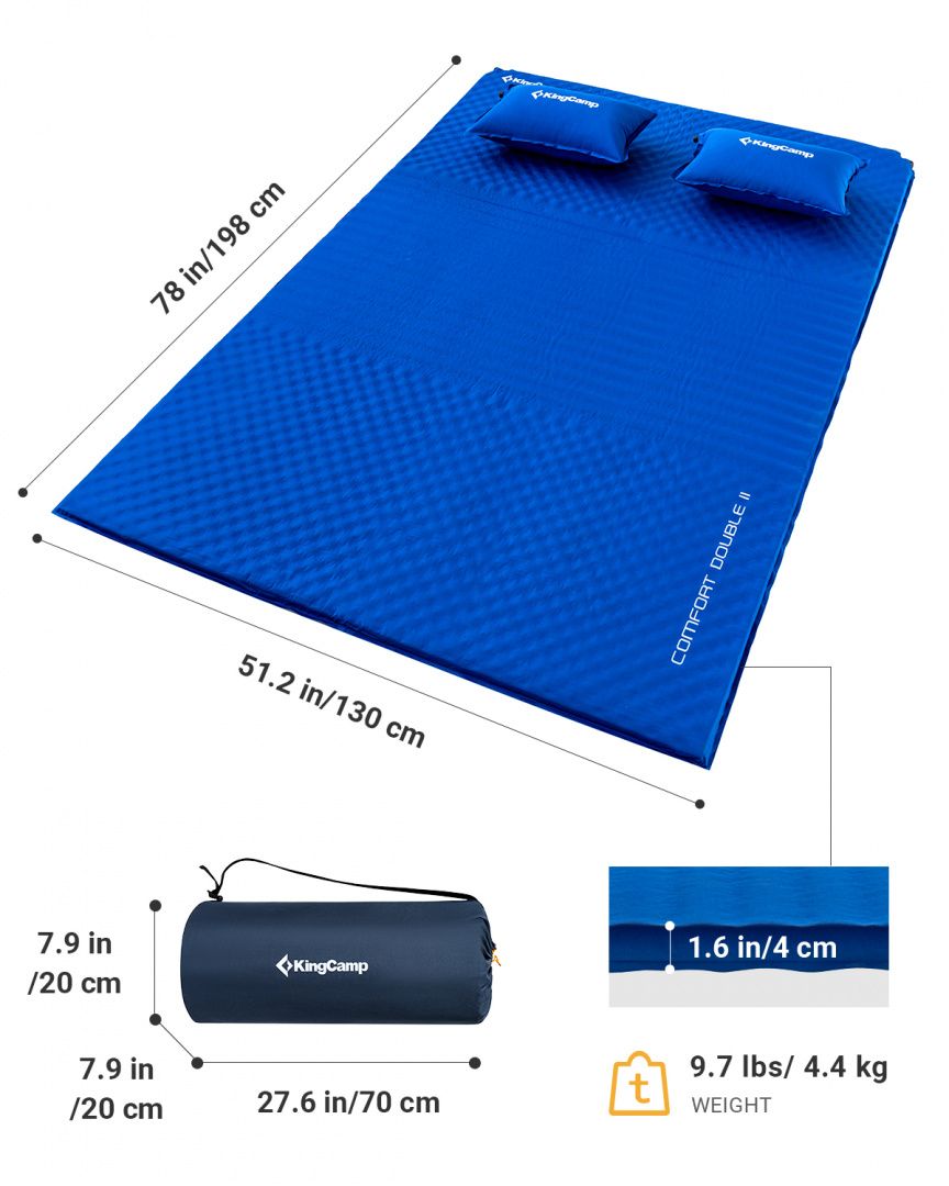 KingCamp Коврик самонадувающийся King Camp King Camp Comfort Double 198х130х4 см