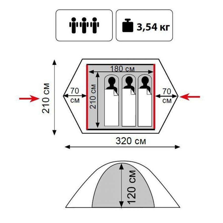 Tramp Палатка Tramp Lite Tourist 3 трехместная 