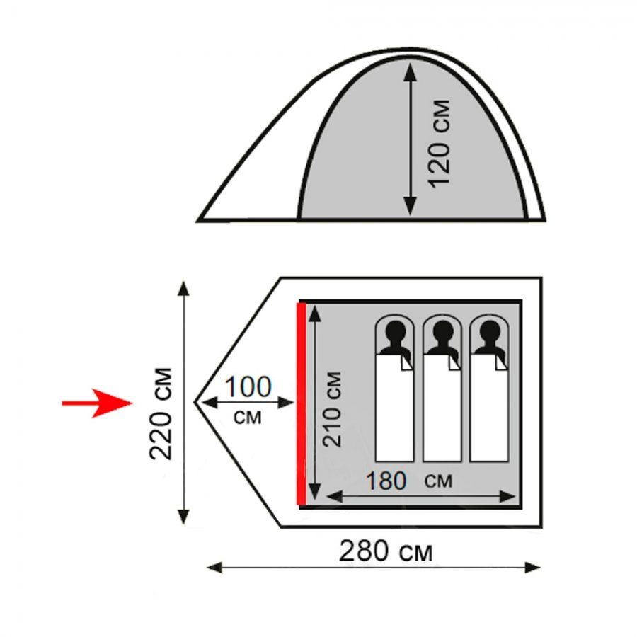 Tramp Трёхместная палатка Totem Tepee 3 (V2)